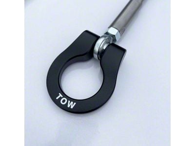 Premium Stealth Tow Hook with Black D-Rings; Front and Rear (18-23 Mustang GT; 15-20 Mustang GT350)