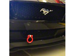 Premium Tow Hook with Red D-Ring; Front Center Mount (18-23 Mustang GT; 15-20 Mustang GT350)