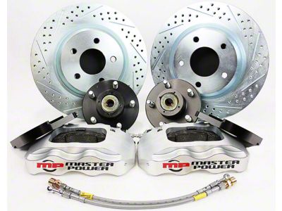 Master Power Brakes Pro Driver Series Front Disc Brake Conversion Kit; Clear Billet Aluminum Calipers (79-86 Mustang w/ SN95 Spindles)