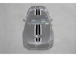 Rally Redline Package Top Racing Stripes; Matte Gray with Red Accent (24-25 Mustang GT, Dark Horse)