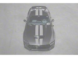 Rally Redline Package Top Racing Stripes; Matte Gray (24-25 Mustang GT, Dark Horse)