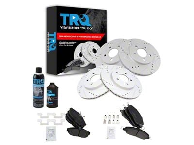 Semi-Metallic Performance Brake Rotor, Pad, Brake Fluid and Cleaner Kit; Front and Rear (05-10 Mustang V6)
