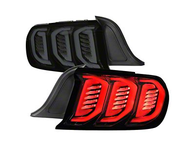 Sequential LED Tail Lights; Glossy Black Housing; Smoked Lens (15-23 Mustang)