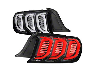 Sequential LED Tail Lights; Jet Black Housing; Clear Lens (15-23 Mustang)