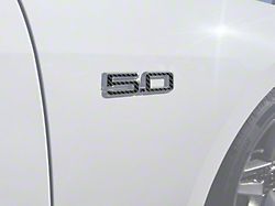 Side 5.0 Emblem Inserts; Forged Carbon Fiber (2024 Mustang GT)