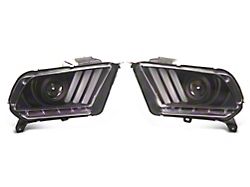 Signature Series Sequential Light Bar Projector Headlights; Black Housing; Clear Lens (10-12 Mustang w/ Factory HID Headlights)