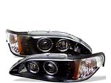 Signature Series LED Halo Projector Headlights; Black Housing; Clear Lens (94-98 Mustang)