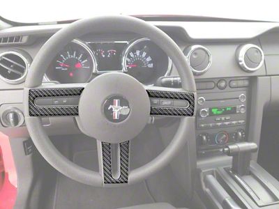 Steering Wheel Accent Trim; Forged Carbon Fiber (05-09 Mustang GT, V6)