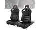 Synthetic Leather Racing Bucket Seats with Seat Sliders; Black (Universal; Some Adaptation May Be Required)