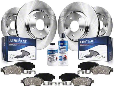 Vented Brake Rotor, Pad and Brake Cleaner and Fluid Kit; Front and Rear (11-14 Mustang GT w/ Performance Pack; 12-13 Mustang BOSS 302)