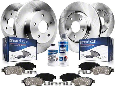 Vented Brake Rotor, Pad and Brake Cleaner and Fluid Kit; Front and Rear (99-04 Mustang GT, V6)