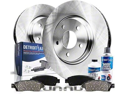 Vented Brake Rotor, Pad, Brake Fluid and Cleaner Kit; Front (05-10 Mustang V6)