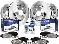 Vented Brake Rotor, Pad, Brake Fluid and Cleaner Kit; Front and Rear (11-14 Mustang V6)