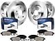 Vented Brake Rotor and Pad Kit; Front and Rear (99-04 Mustang GT, V6)