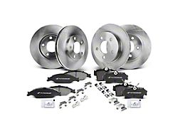 Vented Brake Rotor and Pad Kit; Front and Rear (99-04 Mustang GT, V6)