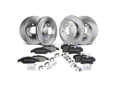 Vented Brake Rotor and Pad Kit; Front and Rear (99-04 Mustang GT, V6)