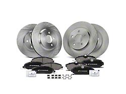 Vented Brake Rotor and Pad Kit; Front and Rear (05-10 Mustang GT)