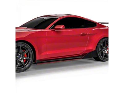 VZR1 Style Side Skirt Splitters; Satin Black Ice Vinyl (15-23 Mustang GT, EcoBoost, V6)