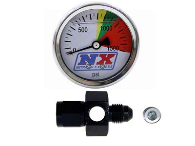 Nitrous Express N20 Flo-Thru Pressure Gauge; 0-1500 PSI (Universal; Some Adaptation May Be Required)