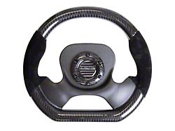 NRG Innovations Flat Bottom 320mm Carbon Fiber Steering Wheel; Two-Tone Carbon Fiber and Black Suede (Universal; Some Adaptation May Be Required)