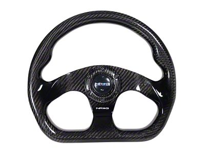 NRG Innovations Flat Bottom 320mm Carbon Fiber Steering Wheel; Gloss Carbon Fiber (Universal; Some Adaptation May Be Required)