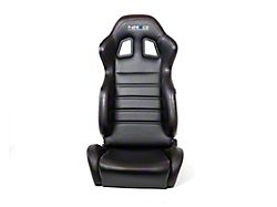 NRG Innovations Reclinable Racing Seats; Black Cloth with Red Stitching (Universal; Some Adaptation May Be Required)