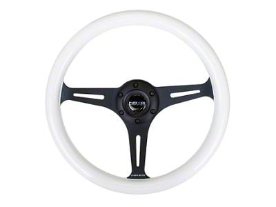 NRG Innovations Classic Wood Grain 350mm Steering Wheel; Black and Purple Glow In The Dark (Universal; Some Adaptation May Be Required)