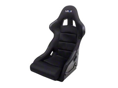 NRG Innovations Fiberglass and Carbon Fiber Bucket Seat; Medium; Black with Leather Patches (Universal; Some Adaptation May Be Required)