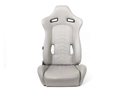 NRG Innovations The Arrow Reclinable Racing Seats; Grey Leather with Grey Stitching (Universal; Some Adaptation May Be Required)