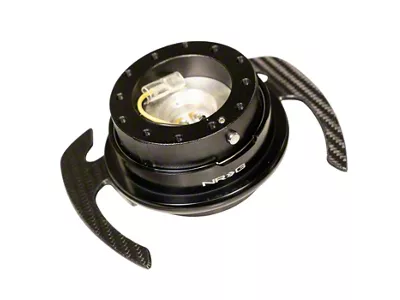 NRG Innovations 4.0 Steering Wheel Hub Quick Release; Black with Carbon Fiber Handles (Universal; Some Adaptation May Be Required)