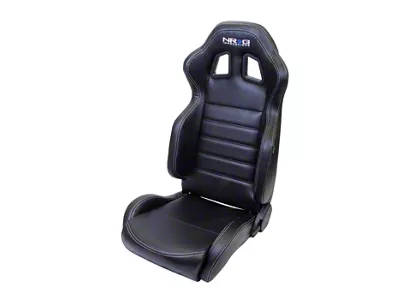 NRG Innovations Reclinable Racing Seats; Black Cloth with White Stitching (Universal; Some Adaptation May Be Required)