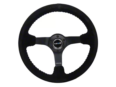 NRG Innovations 350mm 3-Inch Deep Dish Steering Wheel; Black Suede with Black Stitching (Universal; Some Adaptation May Be Required)