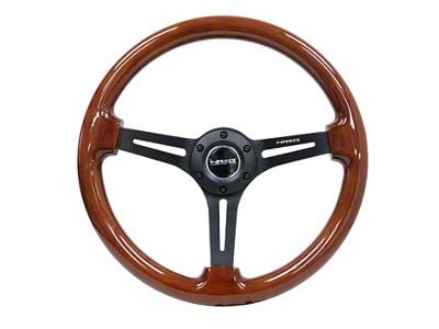 NRG Innovations 350mm 3-Inch Deep Dish Wood Steering Wheel with Slit Spokes; Brown and Black (Universal; Some Adaptation May Be Required)