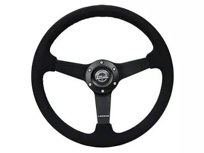 NRG Innovations 350mm Flat Steering Wheel; Black Alcantara with Black Stitching (Universal; Some Adaptation May Be Required)