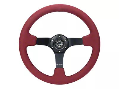 NRG Innovations 350mm 3-Inch Deep Dish Steering Wheel; Burgundy Alcantara with Black Stitching (Universal; Some Adaptation May Be Required)