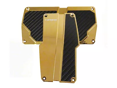 NRG Innovations Automatic Transmission Aluminum Sport Pedals; Chrome Gold with Black Carbon (Universal; Some Adaptation May Be Required)