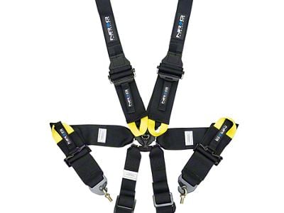 NRG Innovations FIA HANS Approved 6-Point Rotary Cam-Lock Racing Seat Belt Harness; Black (Universal; Some Adaptation May Be Required)