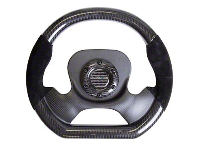 NRG Innovations Flat Bottom 320mm Carbon Fiber Steering Wheel; Two-Tone Carbon Fiber and Black Suede (Universal; Some Adaptation May Be Required)