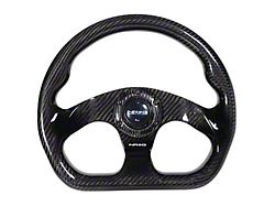 NRG Innovations Flat Bottom 320mm Carbon Fiber Steering Wheel; Gloss Carbon Fiber (Universal; Some Adaptation May Be Required)