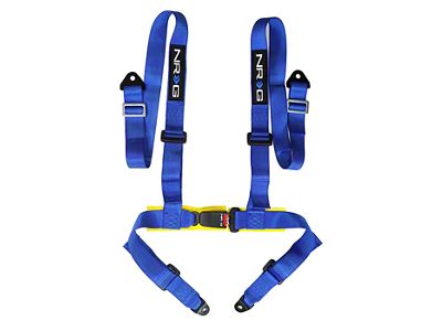 NRG Innovations 4-Point Bucket Style Racing Seat Belt Harness; Blue (Universal; Some Adaptation May Be Required)