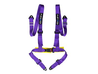 NRG Innovations 4-Point Bucket Style Racing Seat Belt Harness; Purple (Universal; Some Adaptation May Be Required)