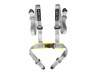 NRG Innovations 4-Point Bucket Style Racing Seat Belt Harness; Silver (Universal; Some Adaptation May Be Required)