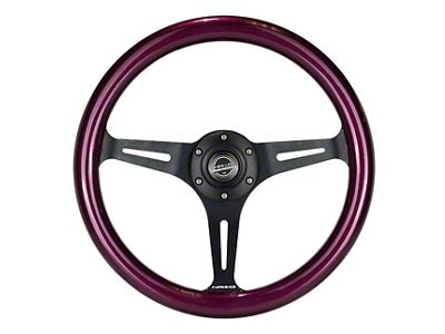 NRG Innovations Classic Wood Grain 350mm Steering Wheel; Black and Purple Pearl (Universal; Some Adaptation May Be Required)