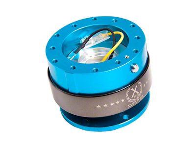 NRG Innovations 2.0 Steering Wheel Hub Quick Release; Blue with Titanium Ring (Universal; Some Adaptation May Be Required)