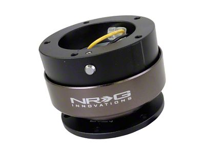 NRG Innovations 2.5 Steering Wheel Quick Release; Black Body with Titanium Chrome Ring (Universal; Some Adaptation May Be Required)