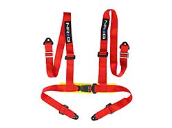 NRG Innovations 4-Point Bucket Style Racing Seat Belt Harness; Red (Universal; Some Adaptation May Be Required)