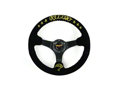 NRG Innovations NVRFANS 350mm Steering Wheel; Black Leather (Universal; Some Adaptation May Be Required)