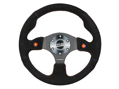 NRG Innovations 320mm Dual Button Steering Wheel; Black Suede (Universal; Some Adaptation May Be Required)