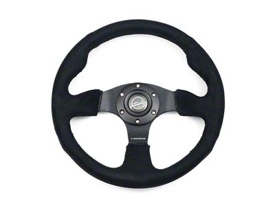 NRG Innovations 320mm Racing Steering Wheel; Black Alcantara with Black Stitching (Universal; Some Adaptation May Be Required)