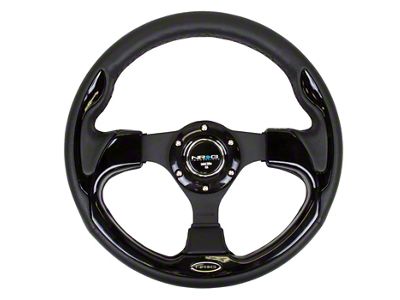 NRG Innovations Pilota Series 320mm Steering Wheel; Black Leather with Black Trim (Universal; Some Adaptation May Be Required)